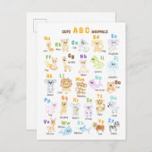 Carte Postale Faire-part Alphabet Animal ABC Mets animaux (Devant / Derrière)