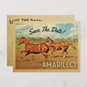 Carte Postale Faire-part Amarillo Texas Sauver La Date Chevaux (Devant / Derrière)