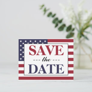 Carte Postale Faire-part American Flag Wedding Enregistrer La Date
