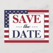 Carte Postale Faire-part American Flag Wedding Enregistrer La Date (Devant)