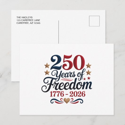 Carte Postale Faire-part Amérique 250 (Devant / Derrière)