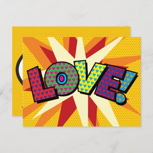 Carte Postale Faire-part AMORER Votre Message Voix Bubble Fun Retro (Devant / Derrière)