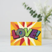 Carte Postale Faire-part AMORER Votre Message Voix Bubble Fun Retro (Debout devant)