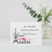 Carte Postale Faire-part Amour à Paris Sauvez la date (Debout devant)