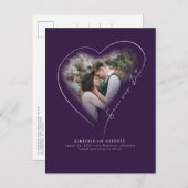 Carte Postale Faire-part Amour Coeur Élégant Minimal Enregistrer La Date Ph (Devant / Derrière)