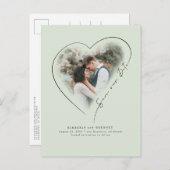 Carte Postale Faire-part Amour cœur élégant minimal sauvegarde la date phot (Devant / Derrière)