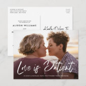 Carte Postale Faire-part Amour de lettrage brossé est report patient (Devant / Derrière)