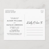 Carte Postale Faire-part Amour de lettrage brossé est report patient (Dos)