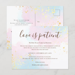 Carte Postale Faire-part Amour de mariage est patient Sauver nouvelle date