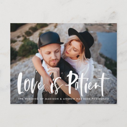 Carte Postale Faire-part Amour de script de pinceau gras Report patient (Devant)