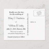 Carte Postale Faire-part Amour éffrayant, pieds fantômes, sauver la date (Dos)