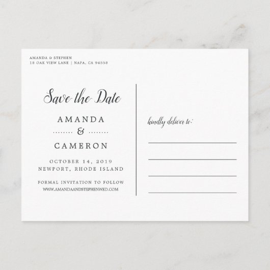 Carte Postale Faire-part Amour intemporel | Photo Enregistrer la date (Dos)