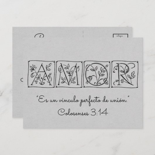 Carte Postale Faire-part Amour Lien Parfait d'Union~Écriture~Sauver la Date (Devant / Derrière)