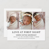 Carte Postale Faire-part Amour Moderne À Première Vue Photo Collage Naissan (Devant / Derrière)