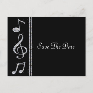 Carte Postale Faire-part Amoureux de musique Diamant Brillant sur Mariage N
