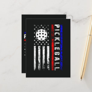 Carte Postale Faire-part Amoureux de Pickleball Drapeau Américain 4 Juillet