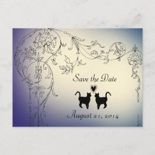 Carte Postale Faire-part Amoureux des Chats de Jardin Sauvegarder la Date