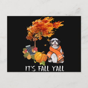Carte Postale Faire-part Amoureux des chiens Shih Tzu c'est l'automne vou