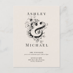 Carte Postale Faire-part AMPERSAND FLORAL Blush Mariage Engagement