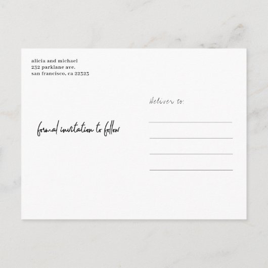 Carte Postale Faire-part Amusant mariage décontracté simple et moderne enre (Dos)