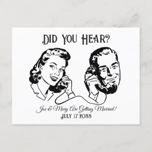 Carte Postale Faire-part Amusant mariage vintage Enregistrer la date, Maria