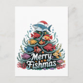 Carte Postale Faire-part Amusante Pêche Arbre de Noël Poisson Amant Fisher (Devant)