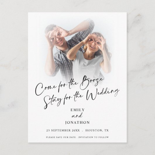 Carte Postale Faire-part Amusez-Vous Venez Pour Boissons Photo Sauvegarder  (Devant)