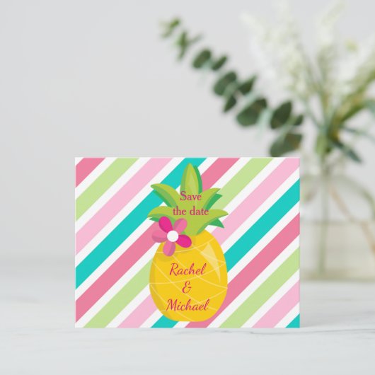 Carte Postale Faire-part Ananas Enregistrer la date (Debout devant)