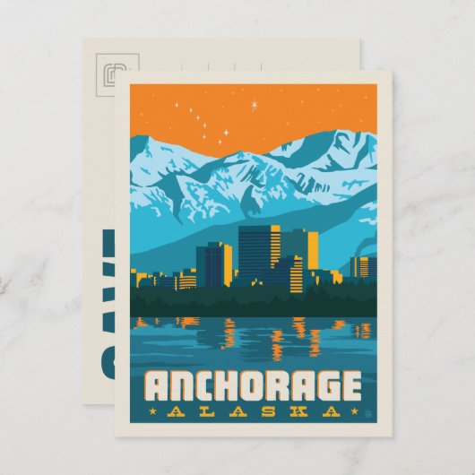 Carte Postale Faire-part Anchorage, Alaska | Sauvegarder la date (Devant / Derrière)