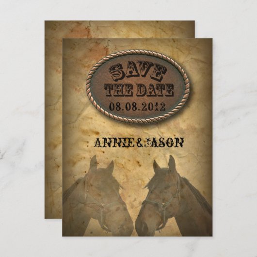 Carte Postale Faire-part ancien Mariage campagnard Western Cowboy Enregistr (Devant / Derrière)