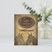 Carte Postale Faire-part ancien Mariage campagnard Western Cowboy Enregistr (Debout devant)