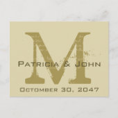 Carte Postale Faire-part Ancien parchemin, Monogramme Or Mariage Enregistre (Devant)