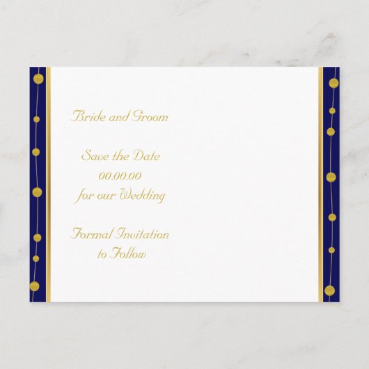 Carte Postale Faire-part Ancrage en feuille d'or mariage nautique Enregistr (Dos)