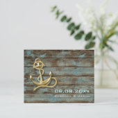 Carte Postale Faire-part ancre de plage mariage nautique save the date (Debout devant)