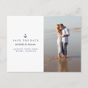 Carte Postale Faire-part ANCRE MARIAGE NAUTIQUE Photo  ENREGISTRER LA DATE