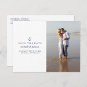 Carte Postale Faire-part ANCRE MARIAGE NAUTIQUE Photo  ENREGISTRER LA DATE (Devant / Derrière)