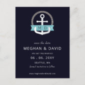 Carte Postale Faire-part Ancre marine moderne Monogramme nautique Mariage E (Devant)