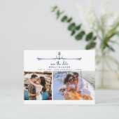 Carte Postale Faire-part Ancre nautique Deux mariages photo Enregistrer la (Debout devant)