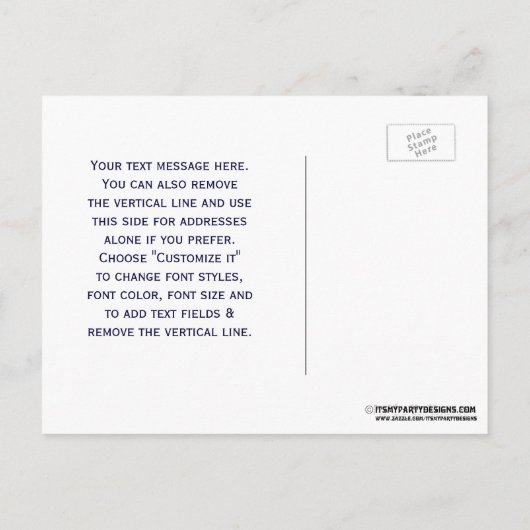 Carte Postale Faire-part Ancre nautique Marine Diag Stripe 2V Enregistrer l (Dos)