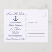Carte Postale Faire-part Ancre nautique Marine Marche mariage Enregistrer l (Dos)
