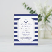 Carte Postale Faire-part Ancre nautique Marine Marche mariage Enregistrer l (Debout devant)