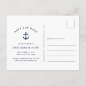 Carte Postale Faire-part Ancre tirée à la main Enregistrer la date (Dos)