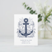 Carte Postale Faire-part Ancre tirée à la main Enregistrer la date (Debout devant)