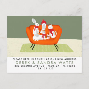 Carte Postale Faire-part Animaux Adorables Nous Avons Déménagé, Chiens, cha