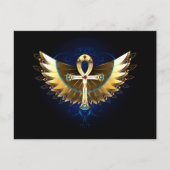 Carte Postale Faire-part Ankh doré avec ailes (Devant)