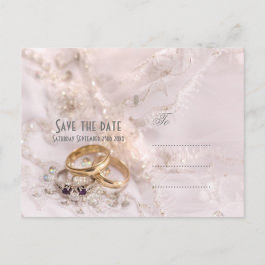 Carte Postale Faire-part Anneaux romantiques modernes mariage enregistrer l (Dos)