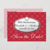 Carte Postale Faire-part Anniversaire du 40e Mariage Ruby Red Z06 (Devant / Derrière)