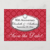 Carte Postale Faire-part Anniversaire du 40e Mariage Ruby Red Z06 (Devant)