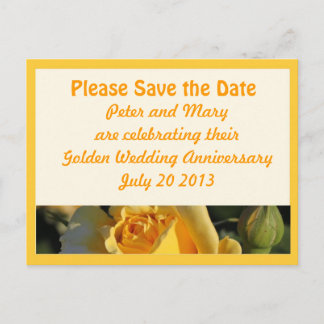 Carte Postale Faire-part Anniversaire du Mariage d'or Enregistrer la date