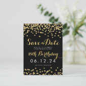 Carte Postale Faire-part Anniversaire Enregistrer la date Gold Parties scin (Debout devant)